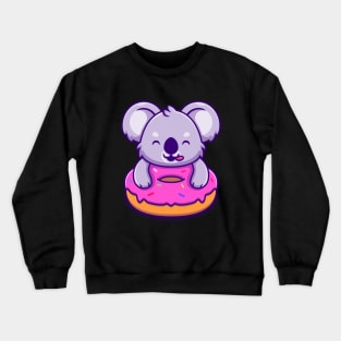 Cute Koala Holding Doughnut Cartoon Crewneck Sweatshirt